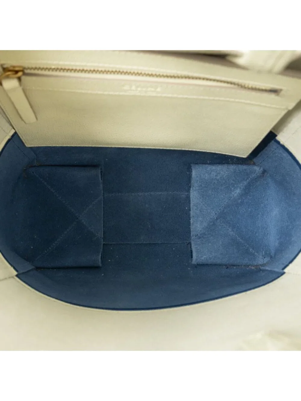 Celine Small Vertical Cabas Tote Ivory Blue Gray Leather